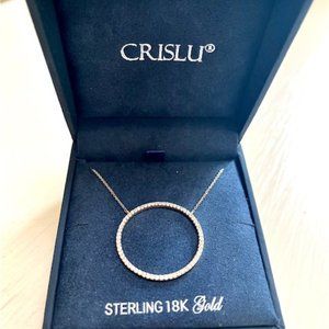 Crislu Open Pave Circle Necklace in 18kt Yellow Gold